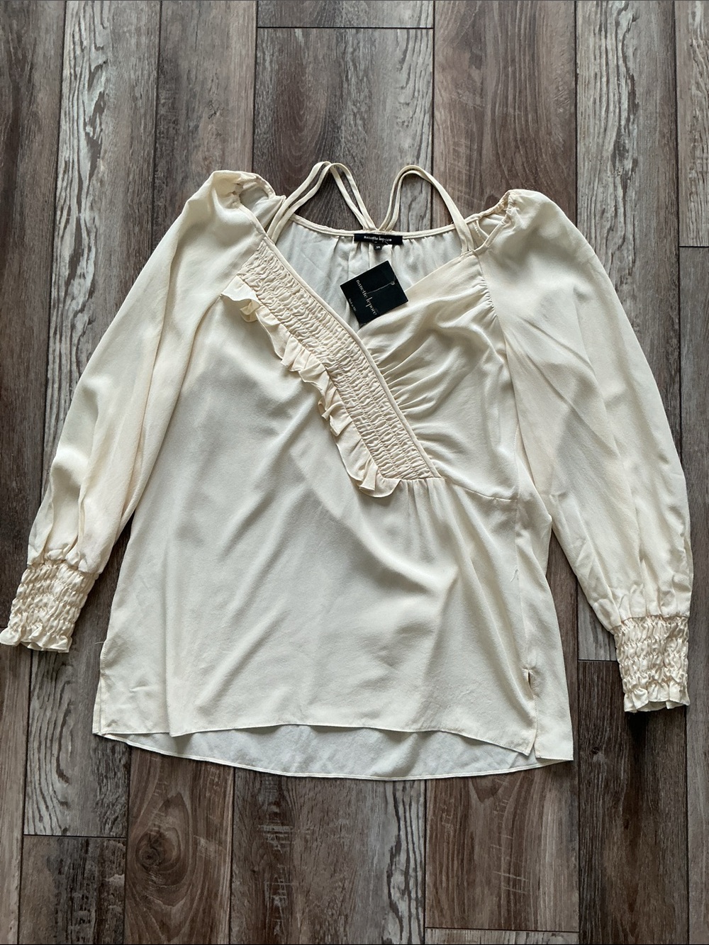 NWT Nanette Lepore Seychelles Top Cream 100% Silk Blouse Size 10